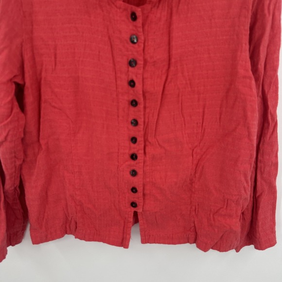 Habitat Blouse Womens Medium Button Front Long Sleeve Textured Tencel Rayon USA - Picture 3 of 10